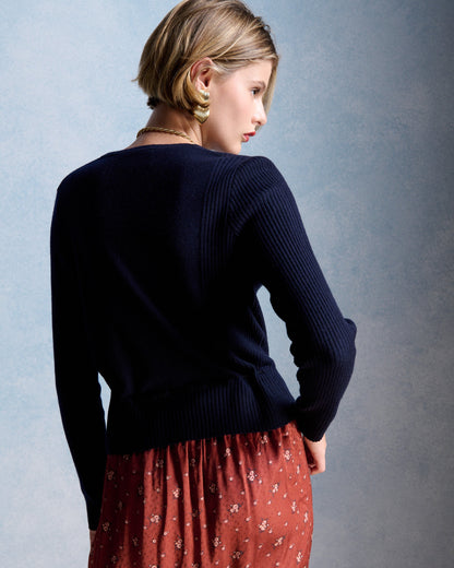 Petite Mendigote | Lea Merino Wool Cardigan - Navy