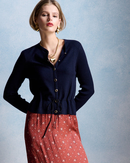 Petite Mendigote | Lea Merino Wool Cardigan - Navy