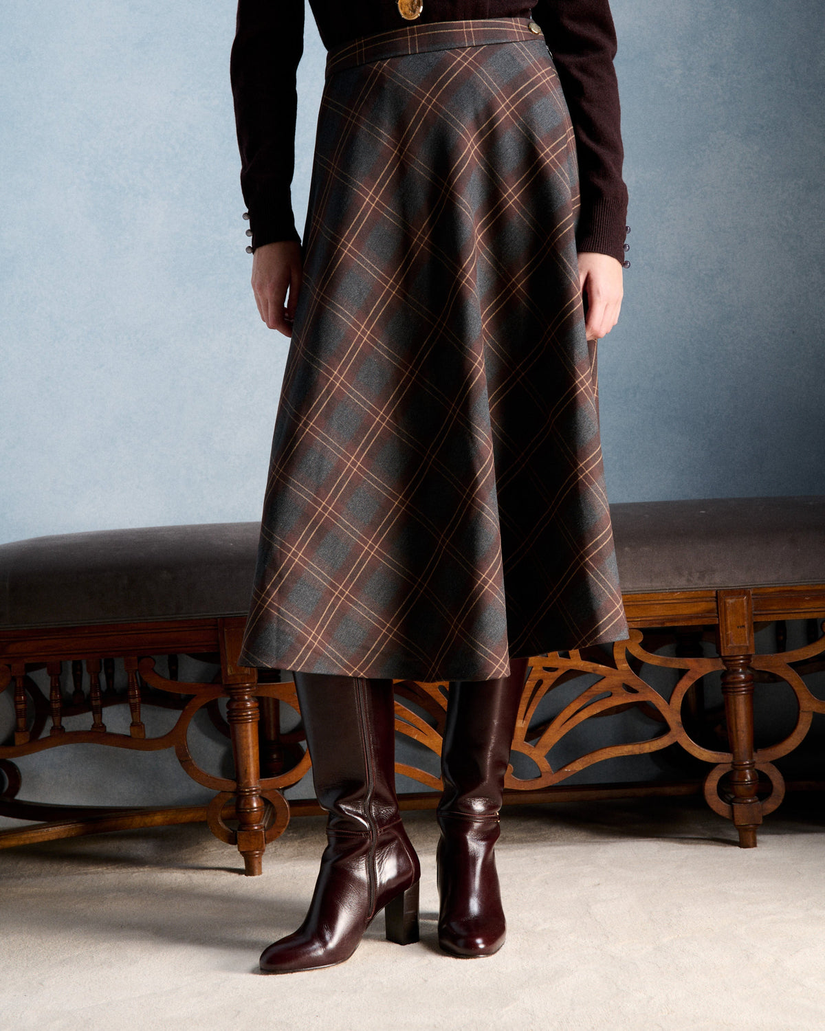 Petite Mendigote | Lena Checks Skirt - Grey Tartan