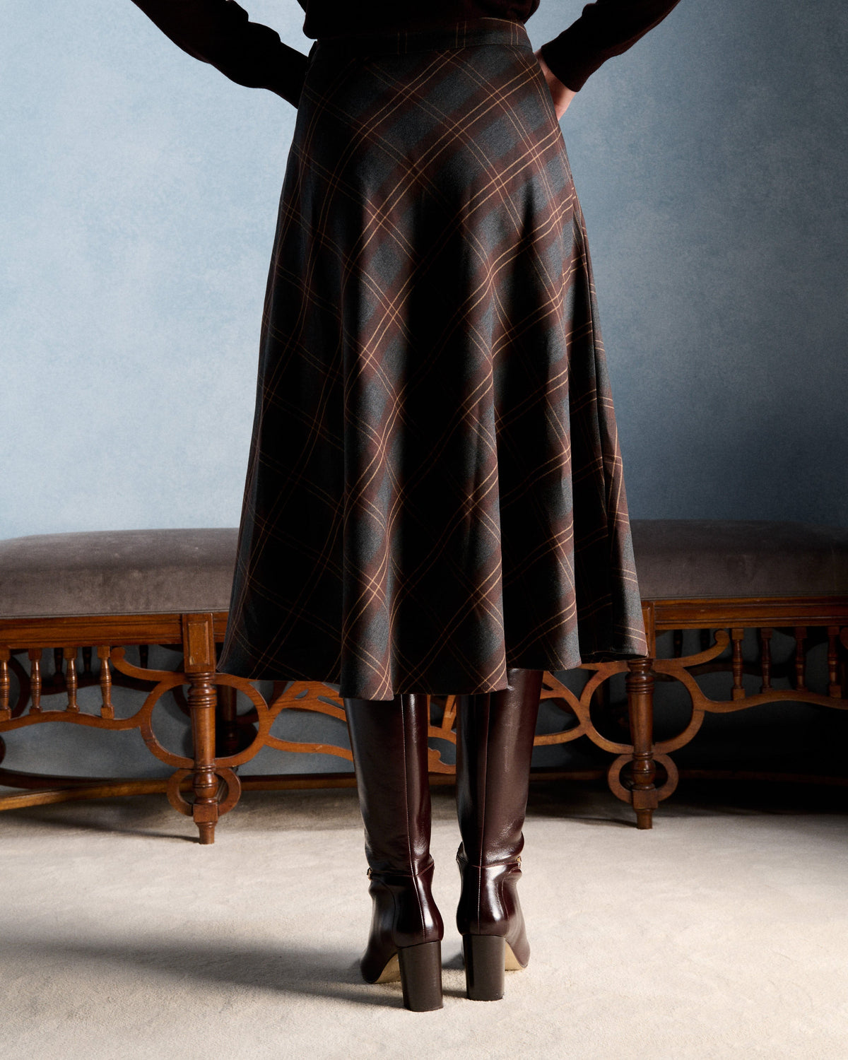 Petite Mendigote | Lena Checks Skirt - Grey Tartan