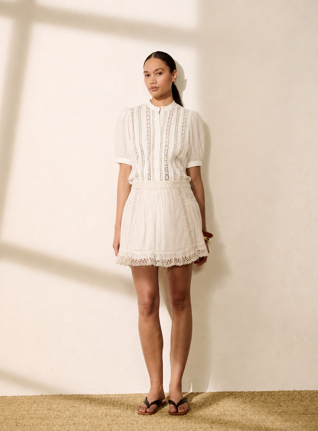 Petite Mendigote | Blouse Leonie - Embroidered Cotton with Lace Front