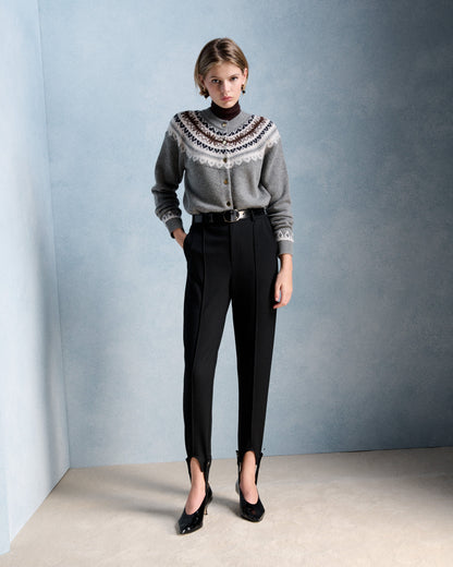 Petite Mendigote | Grey Maggy Cardigan - Jacquard Yoke