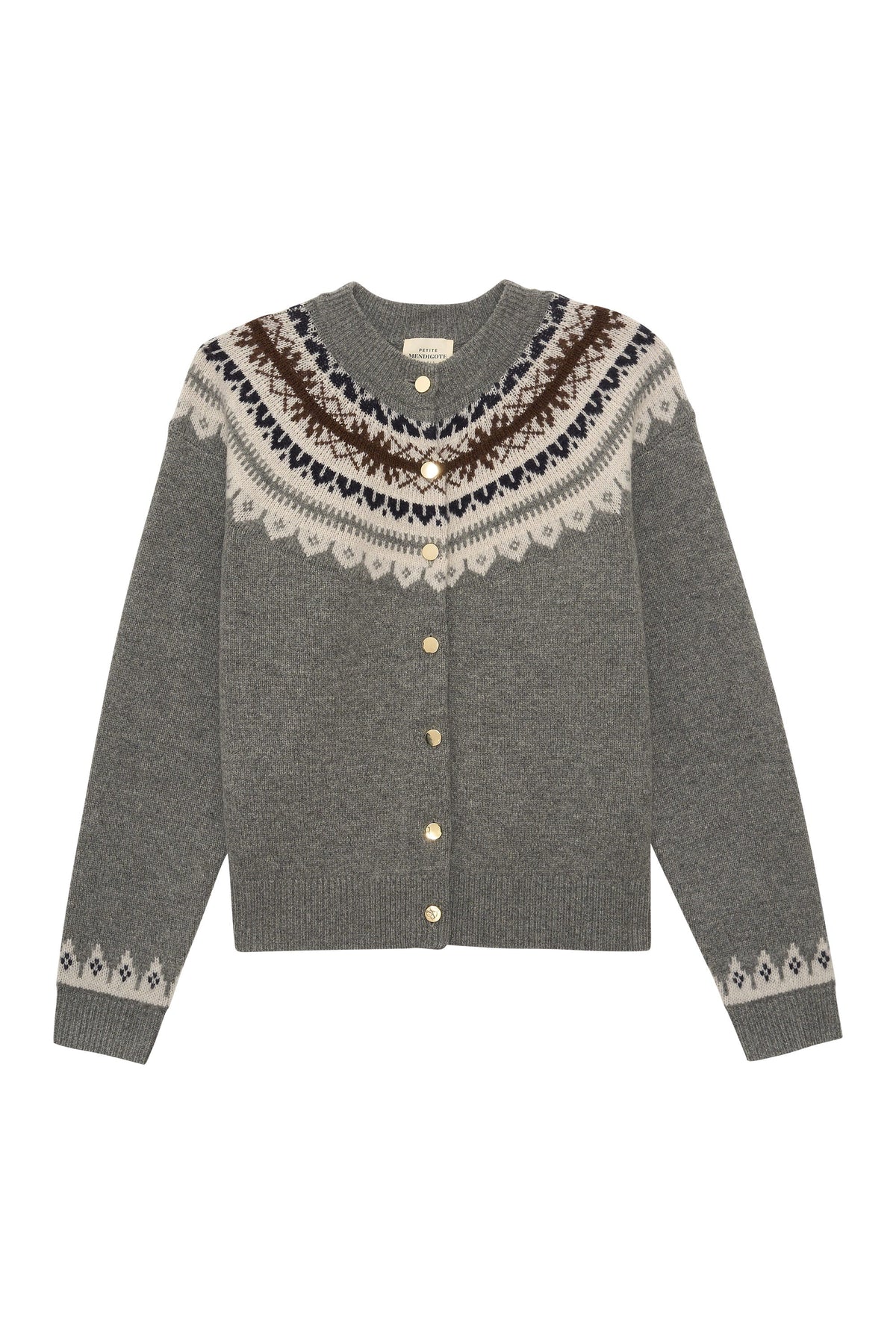 Petite Mendigote | Grey Maggy Cardigan - Jacquard Yoke