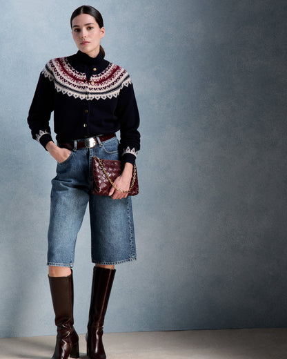 Petite Mendigote | Maggy Cardigan - Navy Jacquard