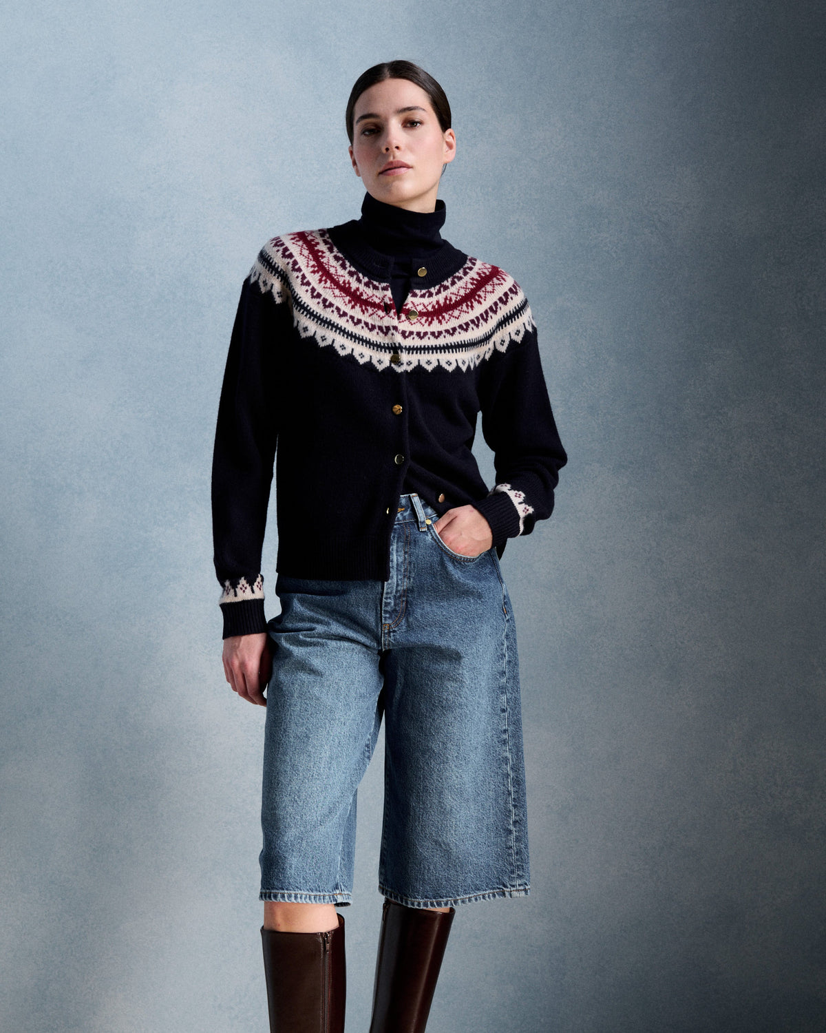 Petite Mendigote | Maggy Cardigan - Navy Jacquard