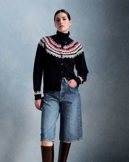 Petite Mendigote | Maggy Cardigan - Navy Jacquard