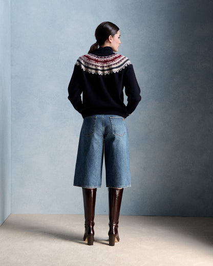 Petite Mendigote | Maggy Cardigan - Navy Jacquard