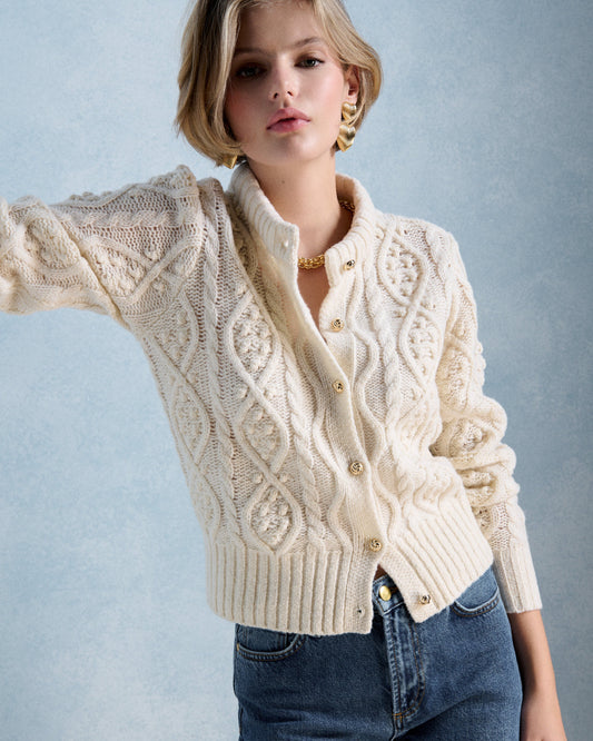 Petite Mendigote | Marcus Cardigan - Ecru Twisted Front