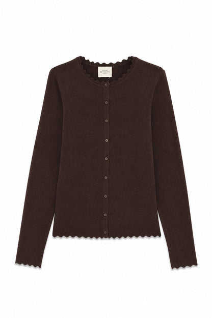 Petite Mendigote | Maud Pullover - Chocolate Scalloped Trim