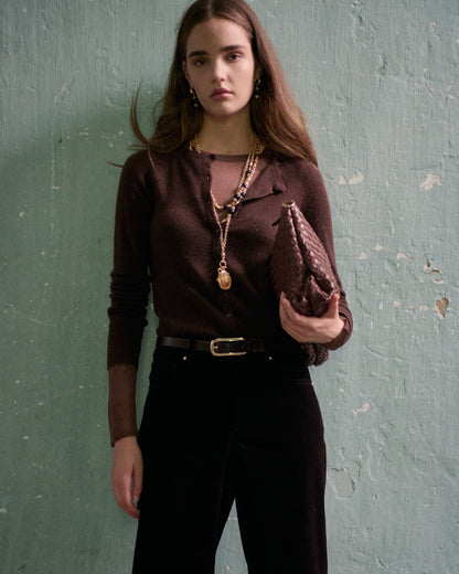 Petite Mendigote | Maud Pullover - Chocolate Scalloped Trim