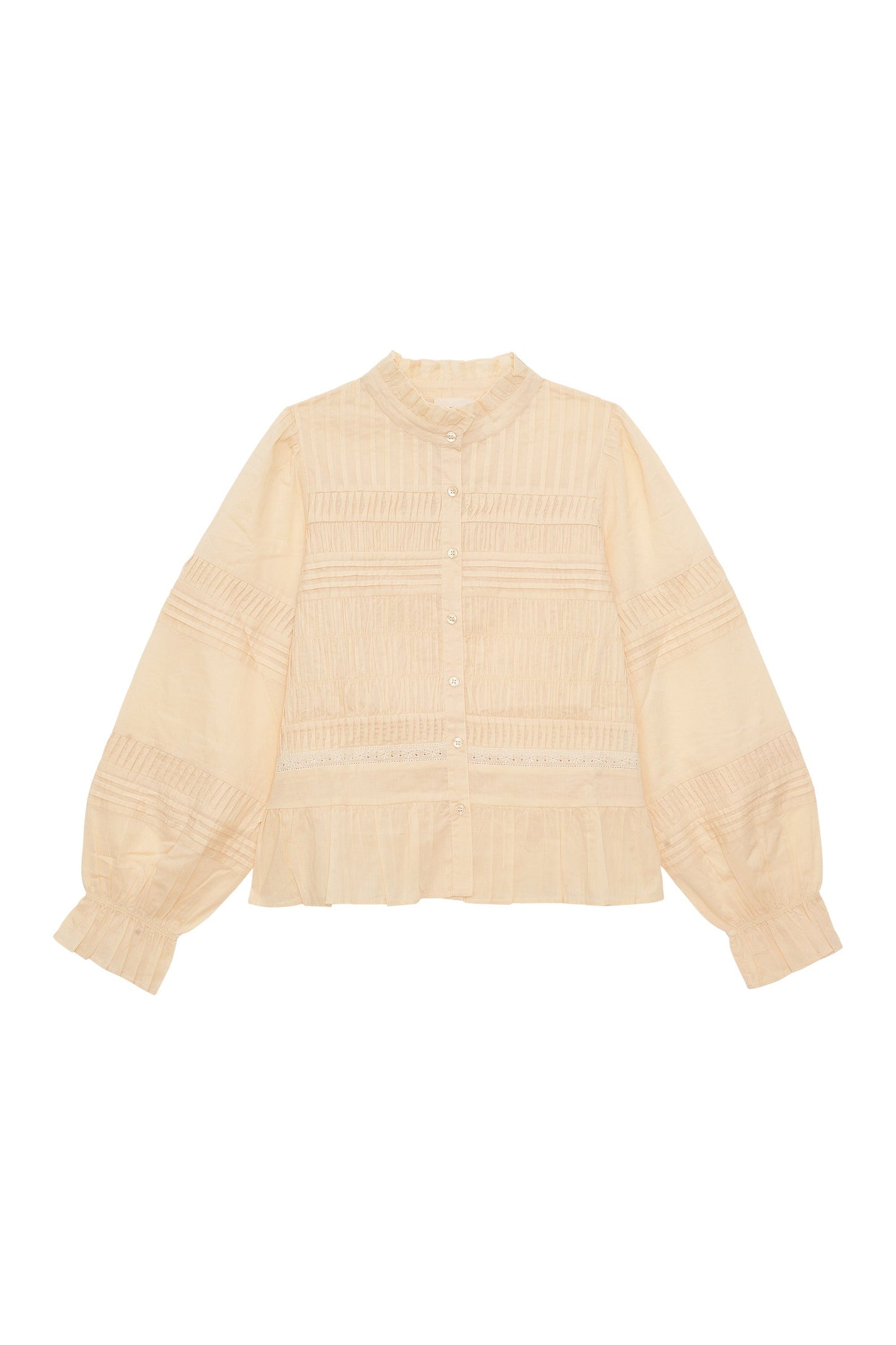 Petite Mendigote | Mint Leaf Cotton Poplin Button-Down Blouse Ble