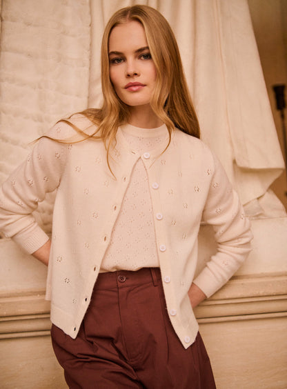 Petite Mendigote | Myriam Openwork Cardigan Vest - Ecru