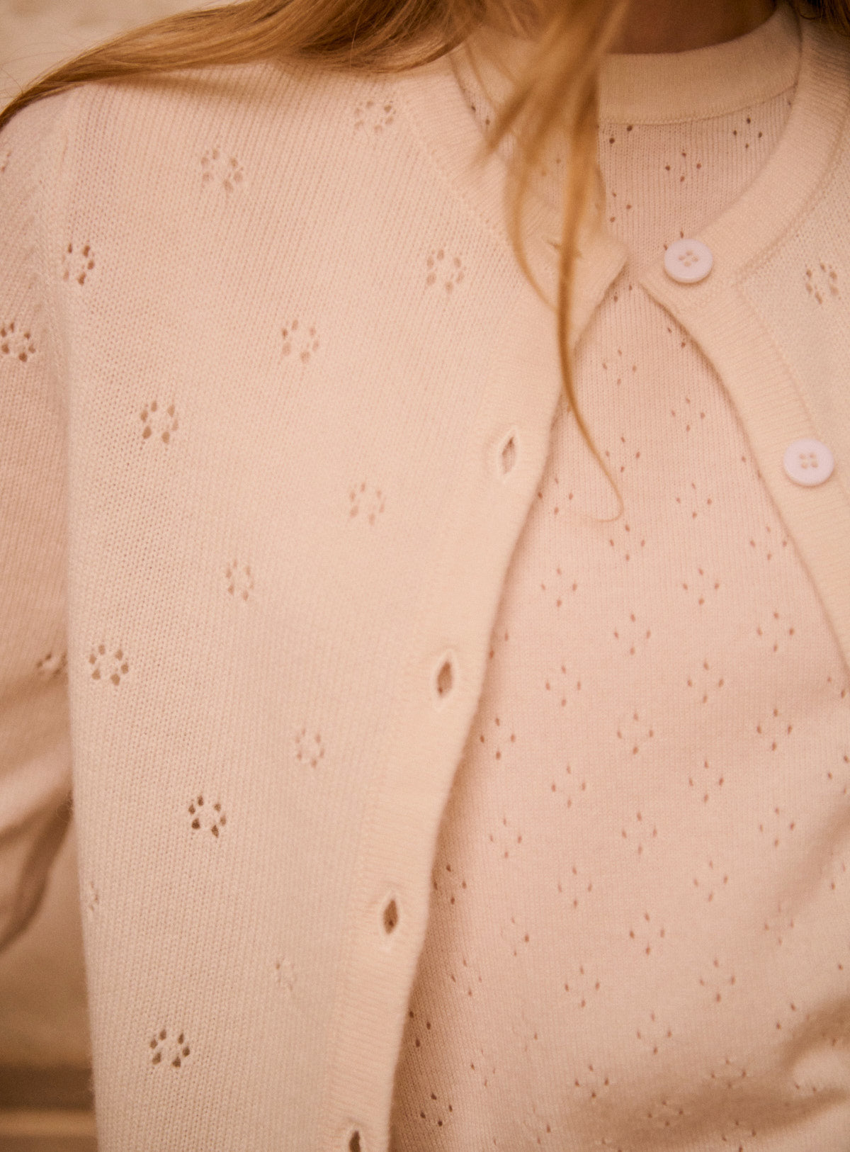 Petite Mendigote | Myriam Openwork Cardigan Vest - Ecru