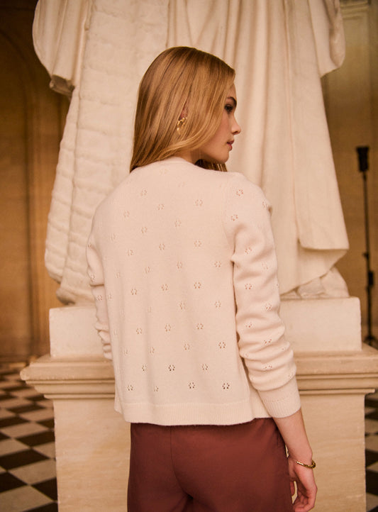 Petite Mendigote | Myriam Openwork Cardigan Vest - Ecru
