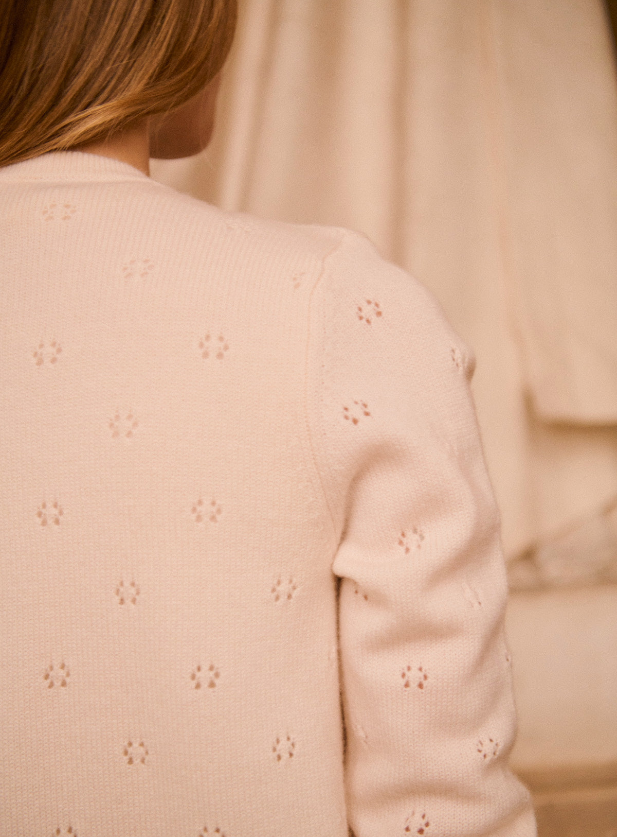 Petite Mendigote | Myriam Openwork Cardigan Vest - Ecru