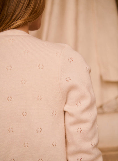 Petite Mendigote | Myriam Openwork Cardigan Vest - Ecru