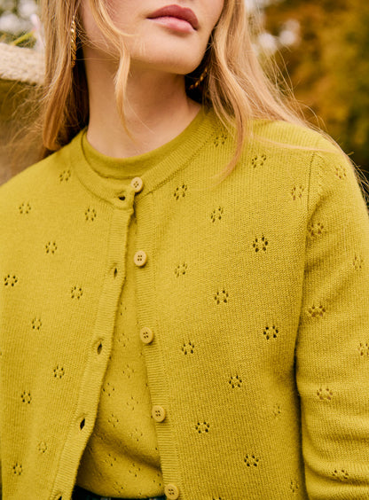 Petite Mendigote | Myriam Fine Knit Merino Wool Cardigan - Pistache
