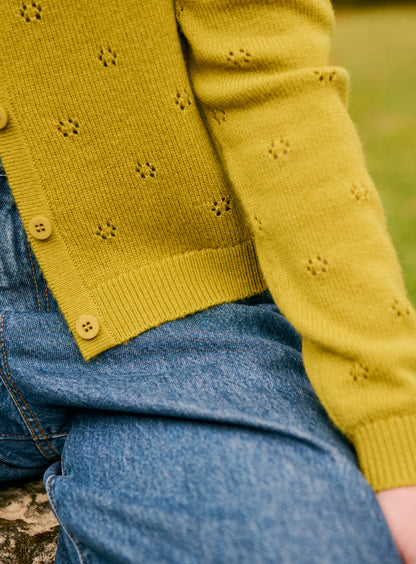 Petite Mendigote | Myriam Fine Knit Merino Wool Cardigan - Pistache