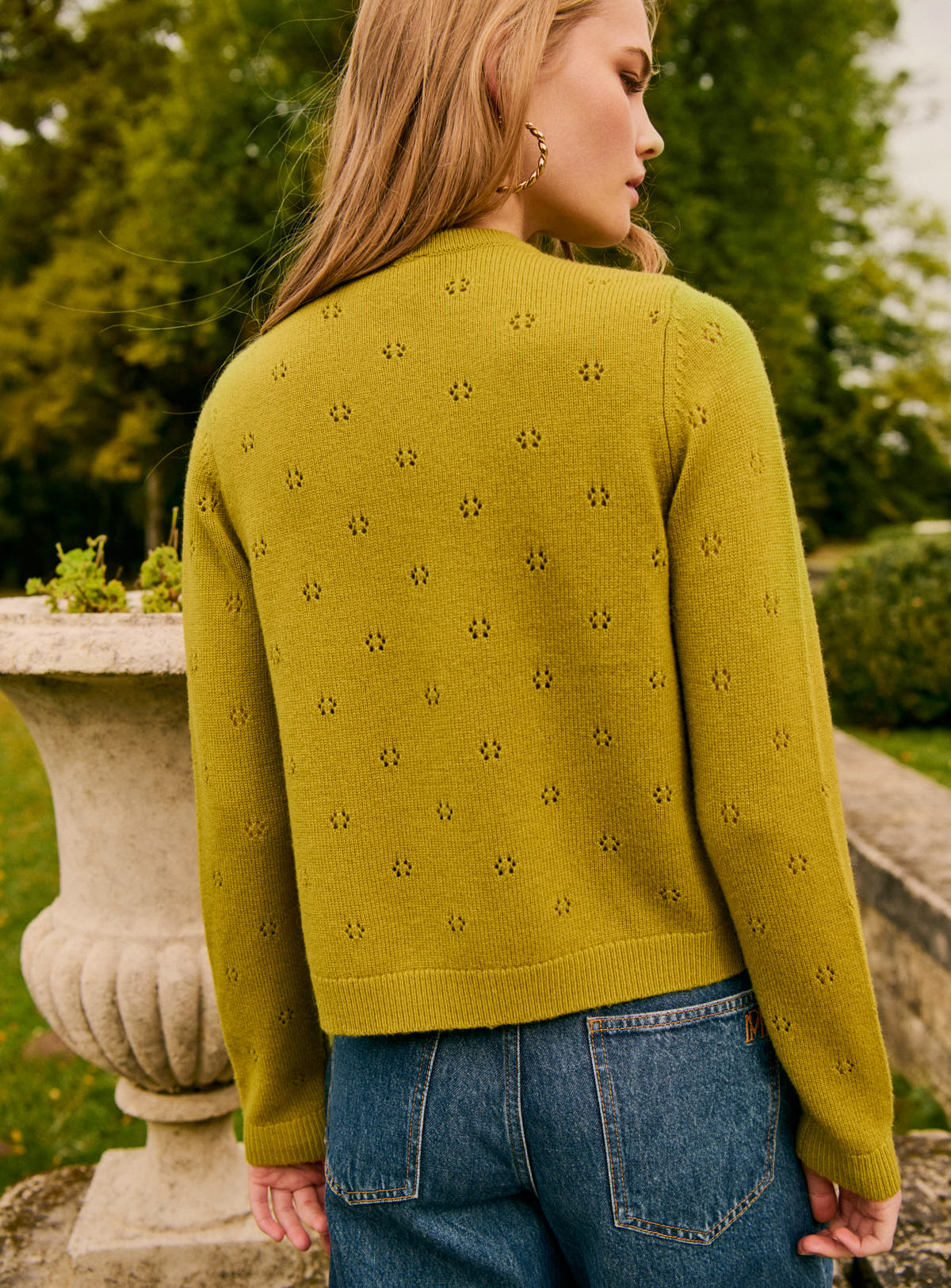 Petite Mendigote | Myriam Fine Knit Merino Wool Cardigan - Pistache