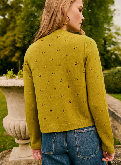 Petite Mendigote | Myriam Fine Knit Merino Wool Cardigan - Pistache