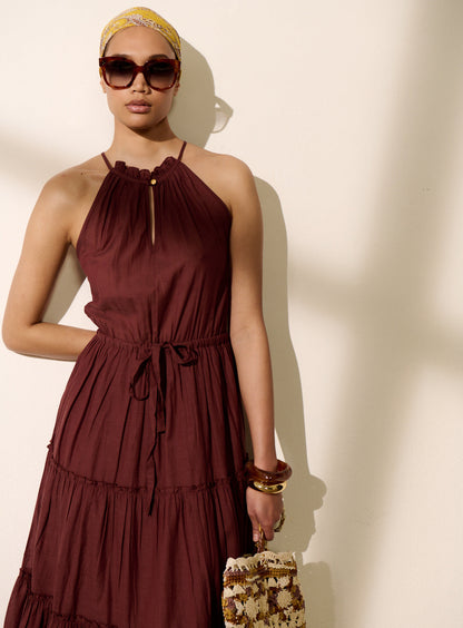 Petite Mendigote | Ritu Dress - Loose Flowing Cotton in Brown
