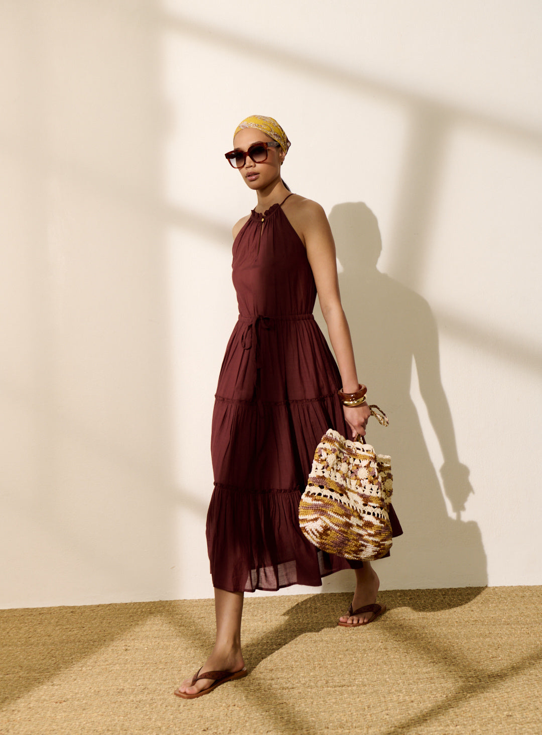 Petite Mendigote | Ritu Dress - Loose Flowing Cotton in Brown