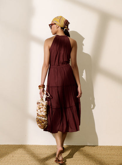 Petite Mendigote | Ritu Dress - Loose Flowing Cotton in Brown