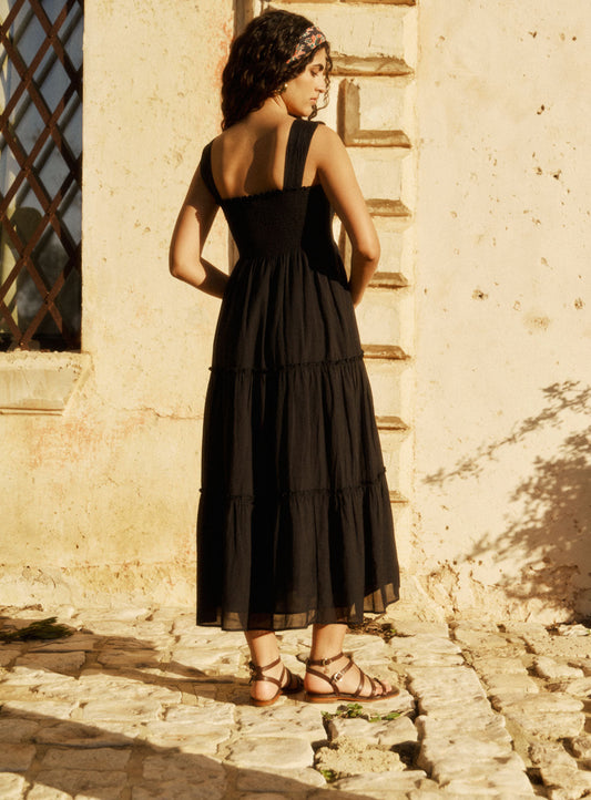 Women's Dress 100% Polyester Woven Satin Crepe - Black