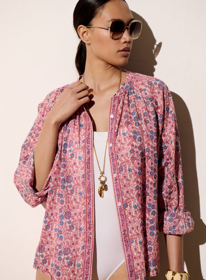 Petite Mendigote | Tea Blouse - Colourful Print, Cream