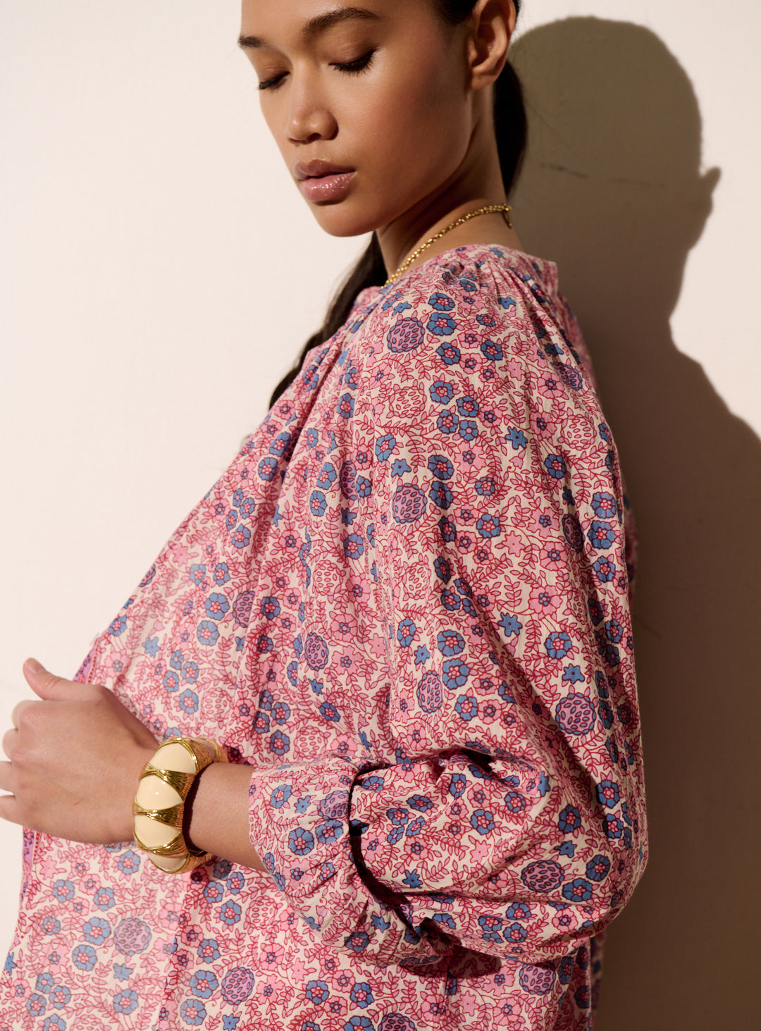 Petite Mendigote | Tea Blouse - Colourful Print, Cream