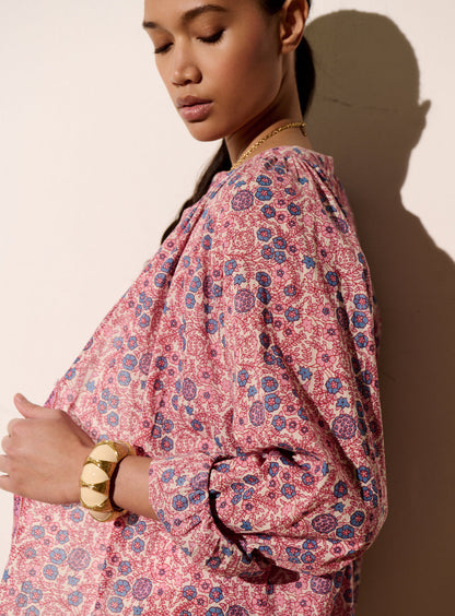 Petite Mendigote | Tea Blouse - Colourful Print, Cream