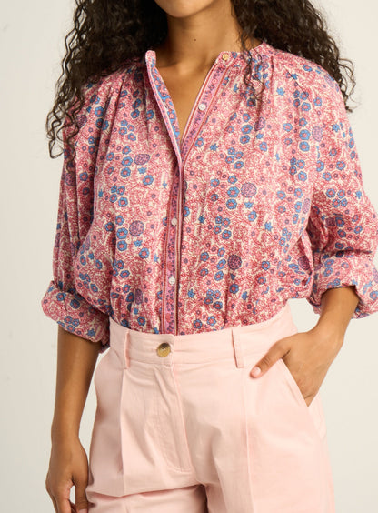 Petite Mendigote | Tea Blouse - Colourful Print, Cream