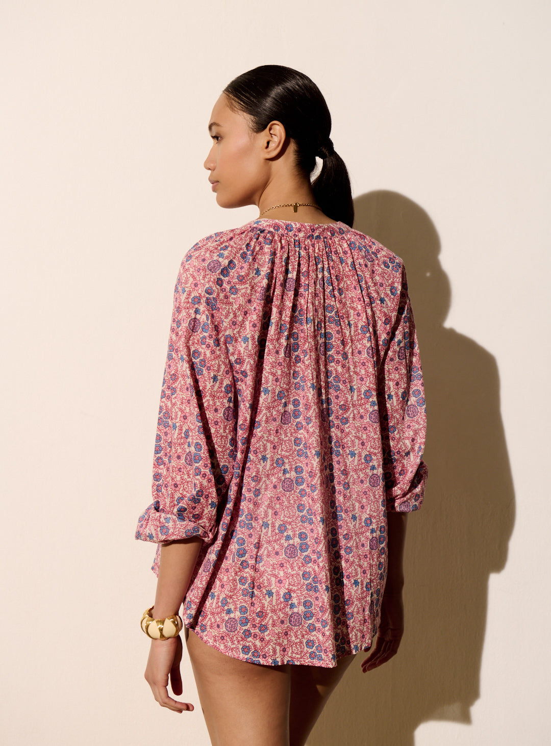 Petite Mendigote | Tea Blouse - Colourful Print, Cream