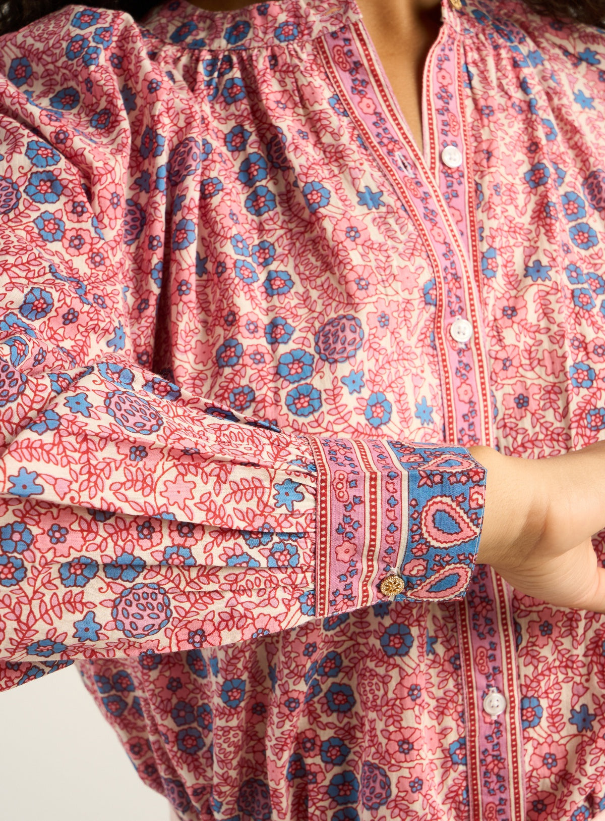 Petite Mendigote | Tea Blouse - Colourful Print, Cream