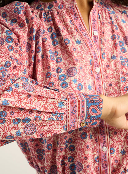 Petite Mendigote | Tea Blouse - Colourful Print, Cream