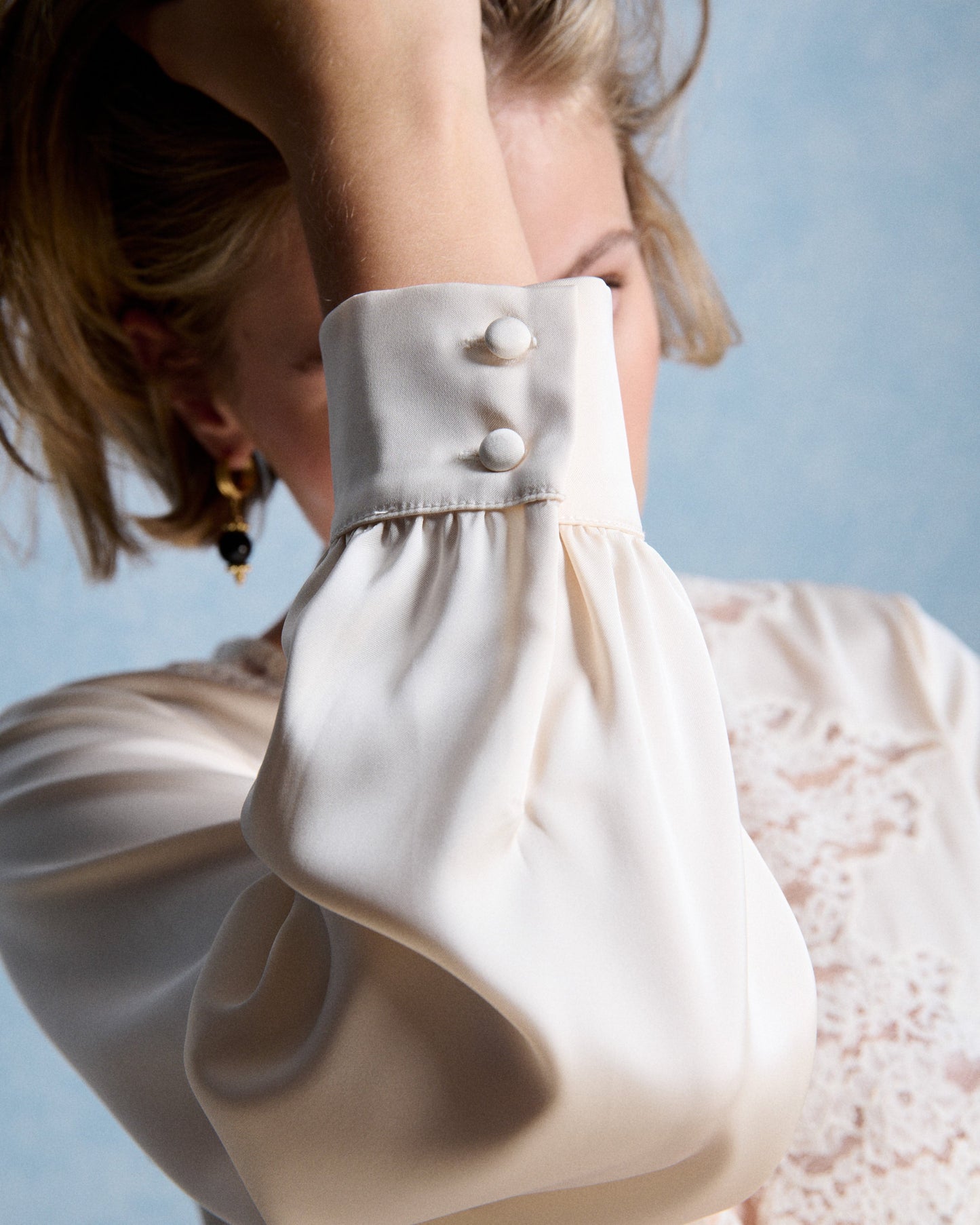 Petite Mendigote | Ecru Telma Blouse - Lace V-Insert