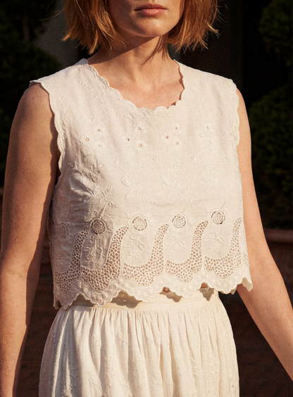 Petite Mendigote | Blouse Tifaine - Cropped Ecru Top