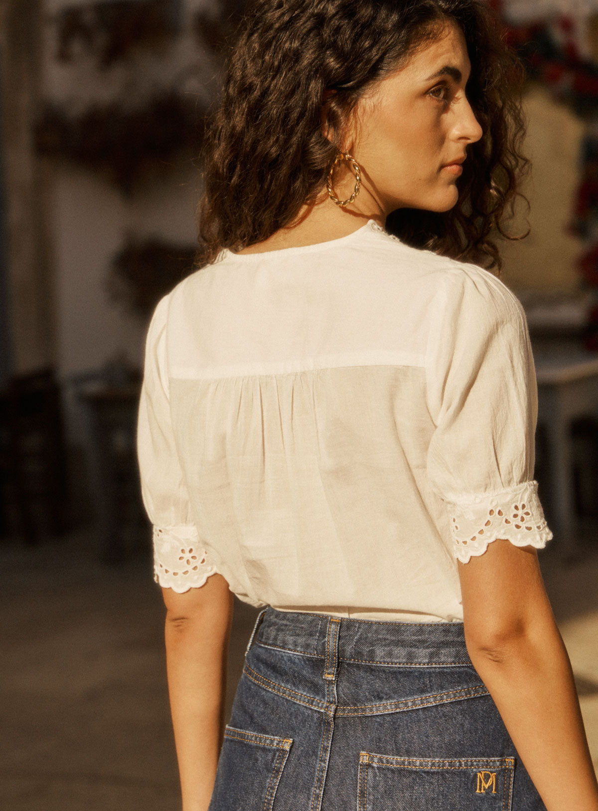 Petite Mendigote | Tilly Brode Embroidered Cotton Blouse - Ecru