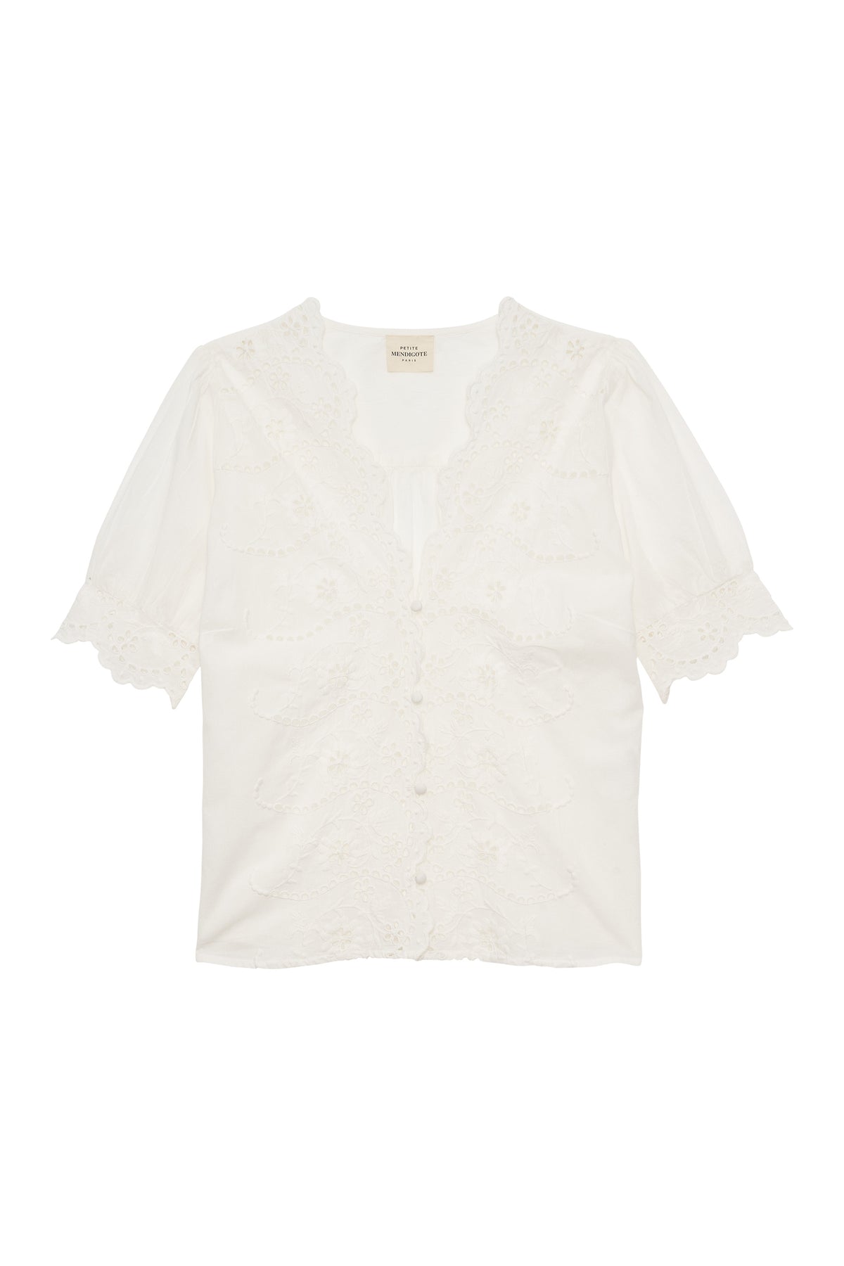 Petite Mendigote | Tilly Brode Embroidered Cotton Blouse - Ecru