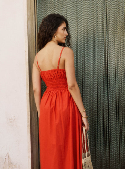 Petite Mendigote | Poppy Red Midi Dress - Vivi 126