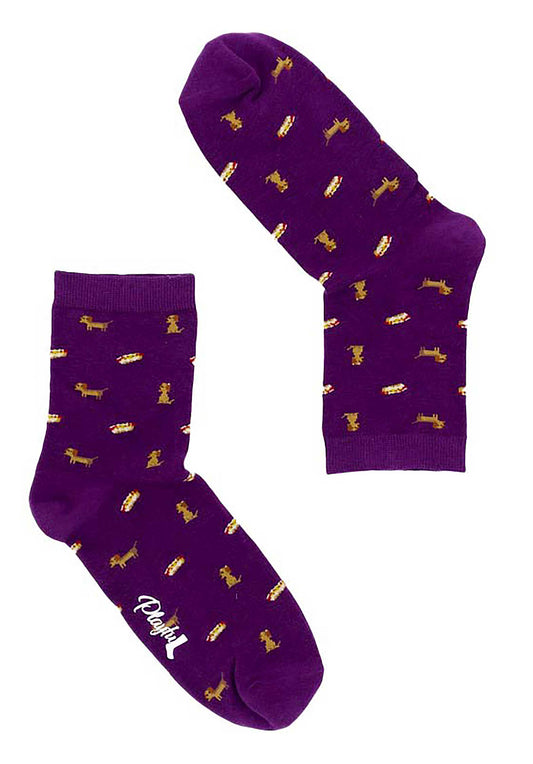 Socks Wiener Dog Purple