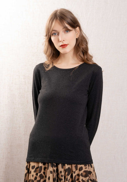 Majestic | Organic Cotton Round-Neck Tee - Noir-Chine