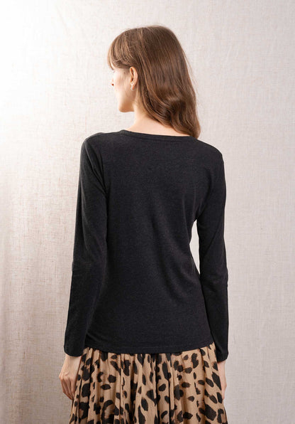 Majestic | Organic Cotton Round-Neck Tee - Noir-Chine