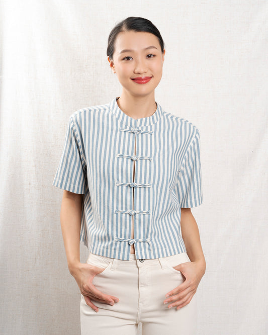 Blouse Birdie Shirt Blue-Stripes