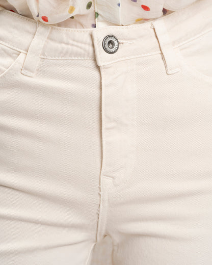 Clémence | Tailored Denim Trousers - Beige