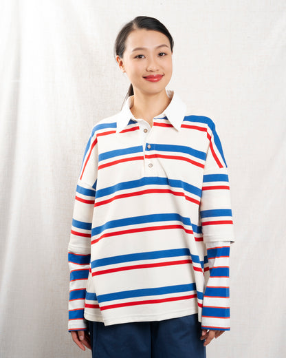 Unisex Sweatshirt Cotton-Blend Fleece - Off-White-Multi