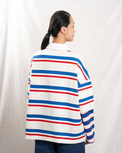 Unisex Sweatshirt Cotton-Blend Fleece - Off-White-Multi