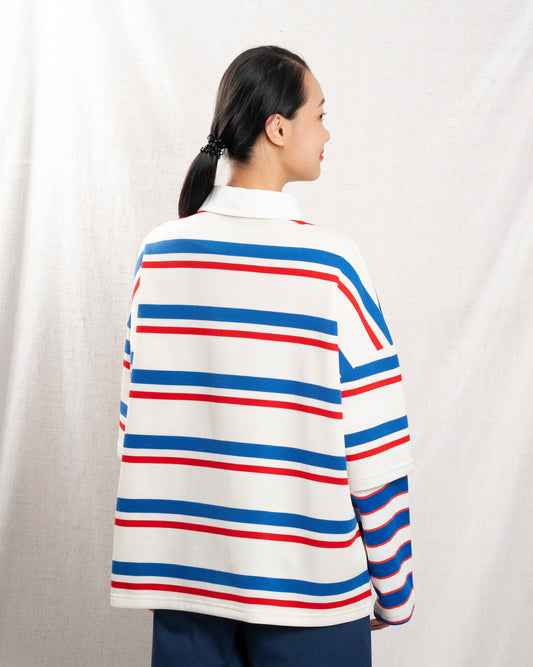 Unisex Sweatshirt Cotton-Blend Fleece - Off-White-Multi