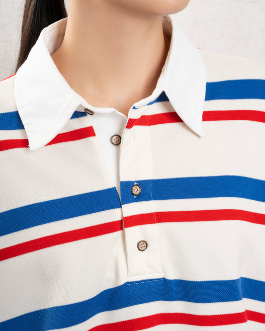 Unisex Sweatshirt Cotton-Blend Fleece - Off-White-Multi