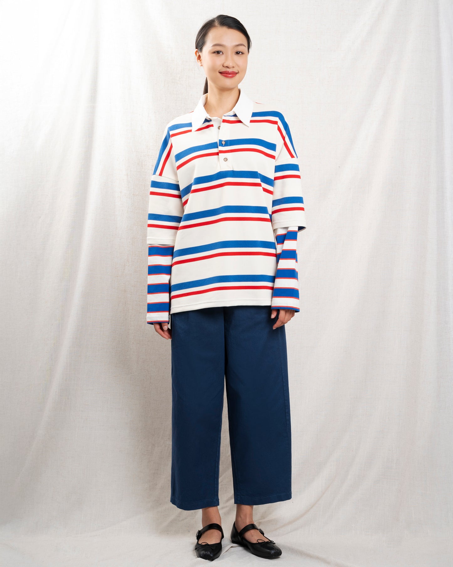 Unisex Sweatshirt Cotton-Blend Fleece - Off-White-Multi